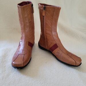 Leather Ankle Boots Women's Size 37   Flats Sole Made In Italy